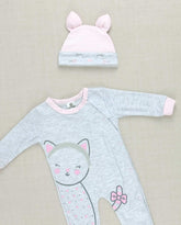 Set Primer Día Gata Corazón Gris Detalle